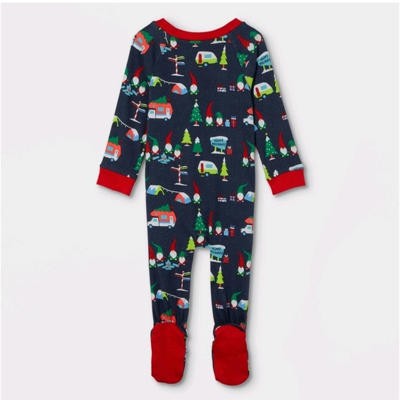 NWT Wondershop Baby Holiday Gnome Print Footed Pajama Navy Size 3-6M - Picture 2 of 8